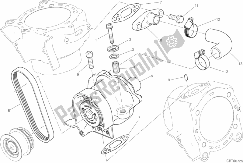 All parts for the Pompa Acqua of the Ducati Diavel Xdiavel S Brasil 1260 2017